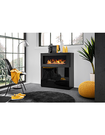 Fireplace Μπουφες Μαυρος με Οικολογικο Τζακι