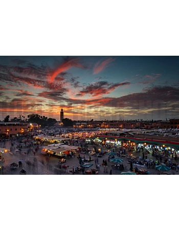 Φωτοταπετσαρια Τοιχου Sunset Over Jemaa Le Fnaa Square In Marrakech, Morocco